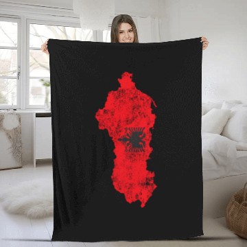 Discover Albania Flag Country Outline Shape Fleece Blankets