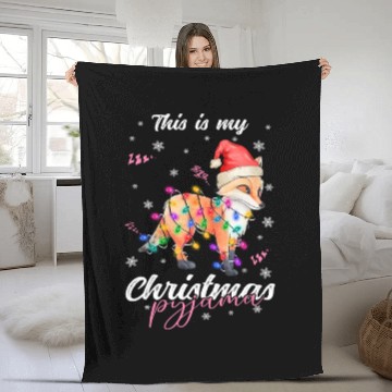 Discover Winter Christmas Pyjama Fox Fleece Blankets