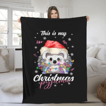 Discover Winter Christmas Pyjama Hedgehog Fleece Blankets