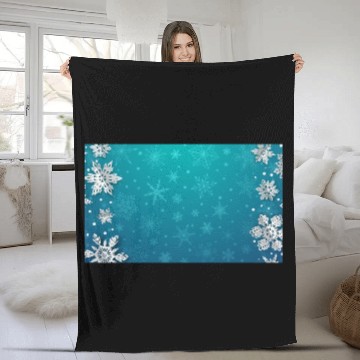 Discover Winter Snowflakes Teal Pattern Fleece Blankets