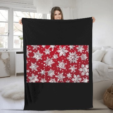Discover Modern Snowflakes Pattern Red Fleece Blankets