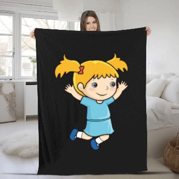Discover Girl jumps school enrollment joy kindergarten Fleece Blankets