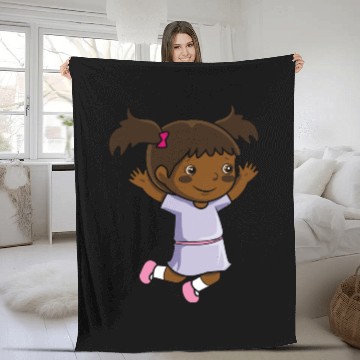 Discover Girl jumps school enrollment joy kindergarten Fleece Blankets