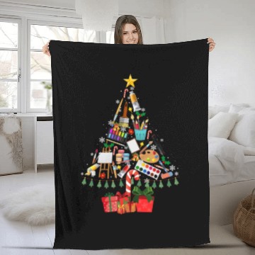 Discover Art Xmas Tree Decor Art Teacher Ugly Artist Xmas Fleece Blankets