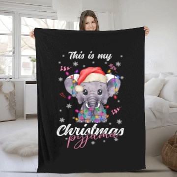 Discover Winter Christmas Pyjama Elephant Fleece Blankets