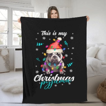 Discover Winter Christmas Pyjama Bulldog Fleece Blankets