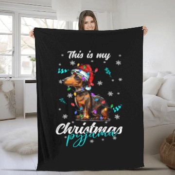 Discover Winter Christmas Pyjama Dachshund Fleece Blankets