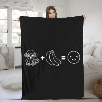 Discover Funny Orangutan Monkey + Banana = Happy Monkey Fleece Blankets