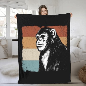 Discover Monkey Chimpanzee Orangutan Monkey - Retro Monkey Fleece Blankets