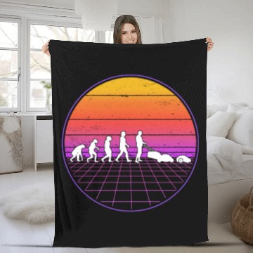 Discover Robotic Lawnmower Evolution Retro Fleece Blankets