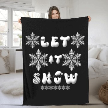 Discover Let it snow with snowflakes christmas Fleece Blankets