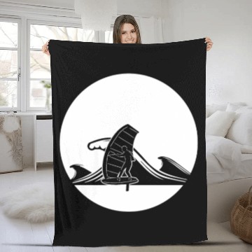 Discover Wing Foiling Surfer Fleece Blankets