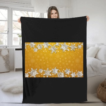 Discover Elegant Orange Winter Snowflakes Pattern Fleece Blankets