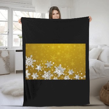Discover Modern Yellow Snowflakes Pattern Fleece Blankets