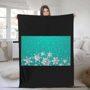 Discover Teal Snowflakes Pattern Fleece Blankets