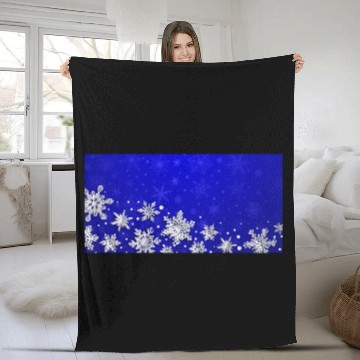 Discover Modern Blue Snowflakes Pattern Fleece Blankets