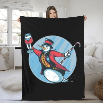 Discover Snowman Snowman Drinking Wine Fleece Blankets