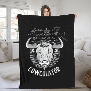 Discover Cowculator Highland Cow Grass Puppy Math Lover Fleece Blankets