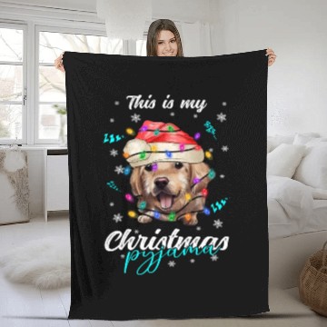Discover Winter Christmas Pyjama Golden Retriever Fleece Blankets