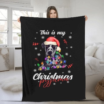 Discover Winter Christmas Pyjama Great Dane Fleece Blankets