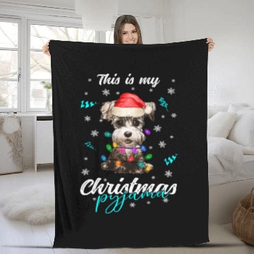 Discover Winter Christmas Pyjama Miniature Schnauzer Fleece Blankets