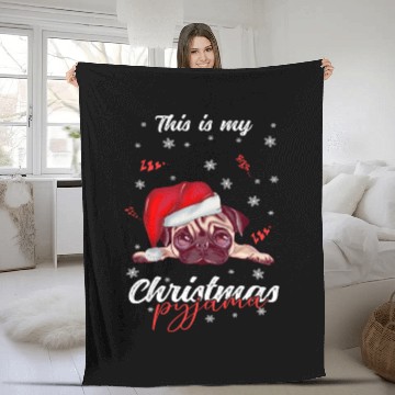 Discover Winter Christmas Pyjama Pug Fleece Blankets