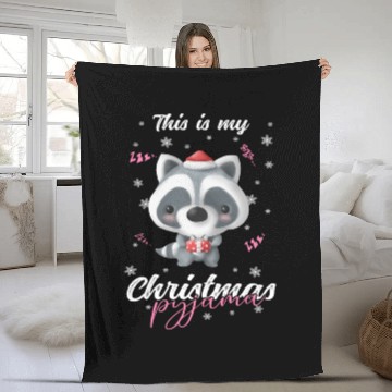 Discover Winter Christmas Pyjama Raccoon Fleece Blankets