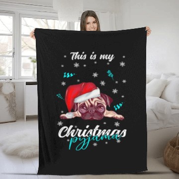 Discover Winter Christmas Pyjama Pug Fleece Blankets