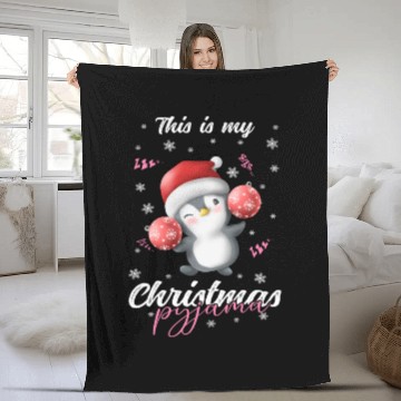 Discover Winter Christmas Pyjama Penguin Fleece Blankets