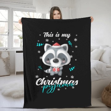 Discover Winter Christmas Pyjama Raccoon Fleece Blankets