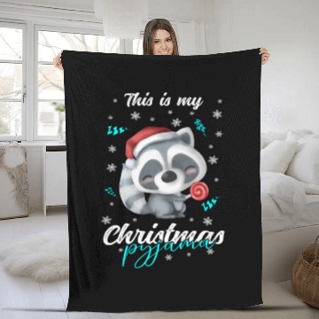 Discover Winter Christmas Pyjama Raccoon Fleece Blankets