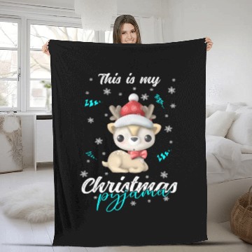 Discover Winter Christmas Pyjama Reindeer Fleece Blankets