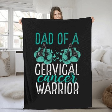 Discover Dad Cervical Cancer Awareness Fathers Day Papa Fleece Blankets