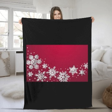Discover Christmas Snowflakes Red Winter Fleece Blankets