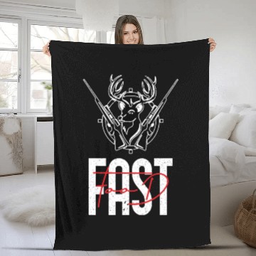 Discover Fast Food Deer Hunting For Hunters Funny Deer Hunt Fleece Blankets