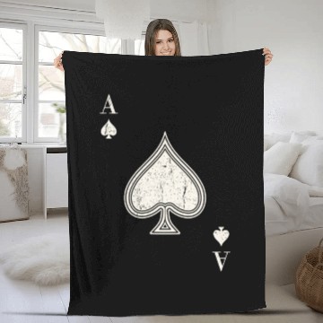 Discover Ace Of Spades Blackjack Cards Poker 21 Fleece Blankets