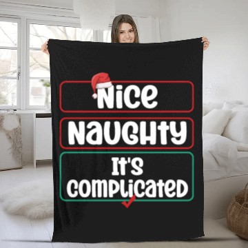 Discover Nice Naughty It's Complicated Christmas List Santa Fleece Blankets