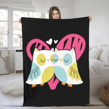 Discover Owl Valentines Day Hearts Day Cupid Bird Lover Fleece Blankets