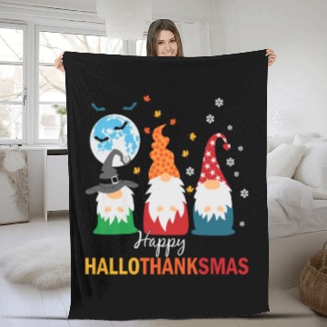 Discover Happy Hallothanksmas Gnomes Lover Halloween Fleece Blankets