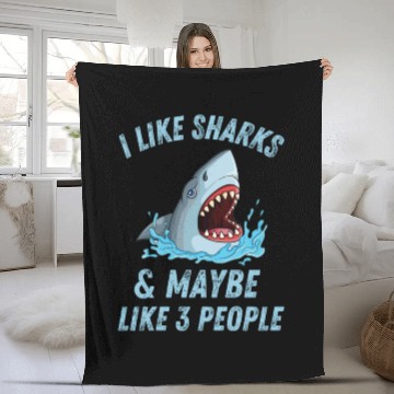 Discover Ocean Animal Shark Lover Gift Funny Shark Fleece Blankets