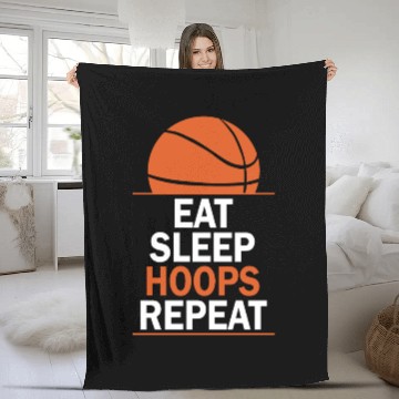 Discover Eat Sleep Hoops Repeat Basketball Fleece Blankets