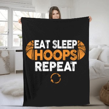 Discover Eat Sleep Hoops Repeat Basketball Fleece Blankets