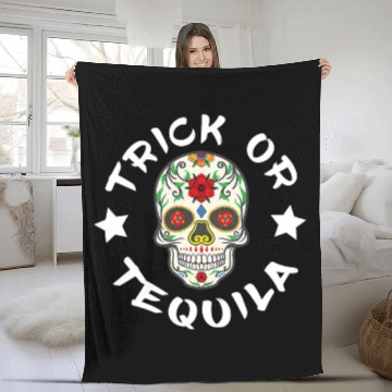 Discover Sugar Skull T - Fleece Blankets | Trick Or Tequila Fleece Blankets