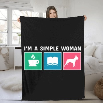 Discover Coffee Books Boston Terrier I'm A Simple Woman Fleece Blankets