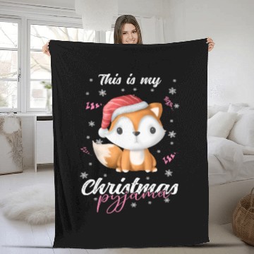 Discover Winter Christmas Pyjama Fox Fleece Blankets