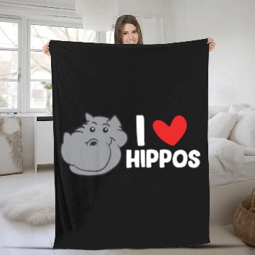 Discover Hippo - I love hippos Fleece Blankets