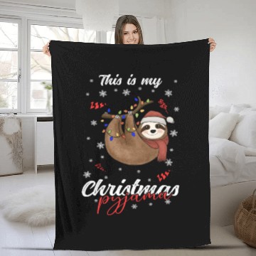 Discover Winter Christmas Pyjama Sloth Fleece Blankets