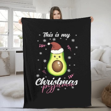 Discover Winter Christmas Pyjama Avocado Fleece Blankets