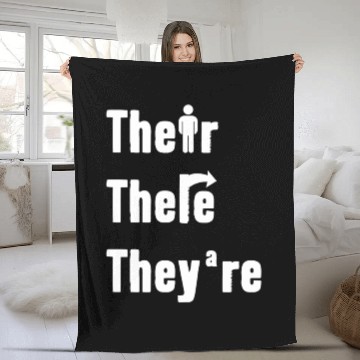 Discover Their There They're English Teacher Grammar Fleece Blankets