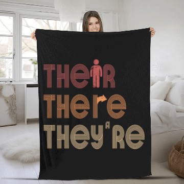 Discover Their There They're English Teacher Grammar Fleece Blankets